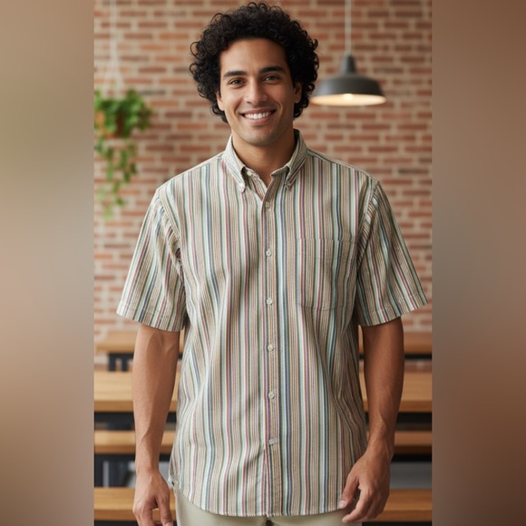 Roundtree & Yorke Multicolor Striped Button Down Shirt - Picture 1 of 2